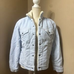 Fleece lined baby blue Levi corduroy jacket